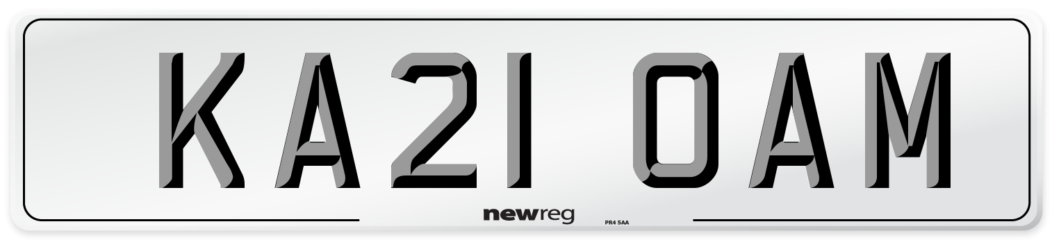 KA21 OAM Number Plate from New Reg
